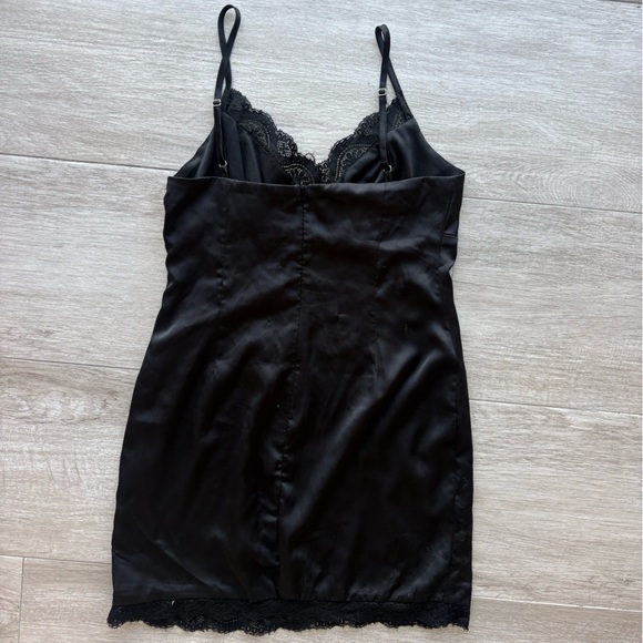 Princess Polly Black Satin Lace Mini Dress - Picture 3 of 4